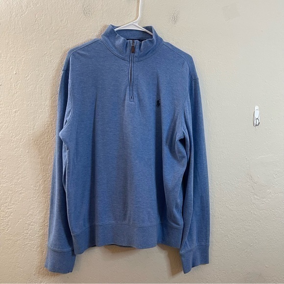 Polo Ralph Lauren Half Zip Long Sleeve Pullover Sweater Men Medium Blue - Picture 1 of 10